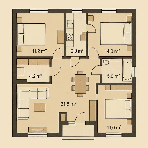 Plano residencial 160m